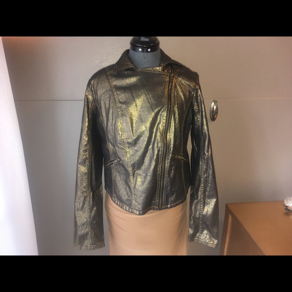 Rock & Republic Gold denim motorcycle jacket